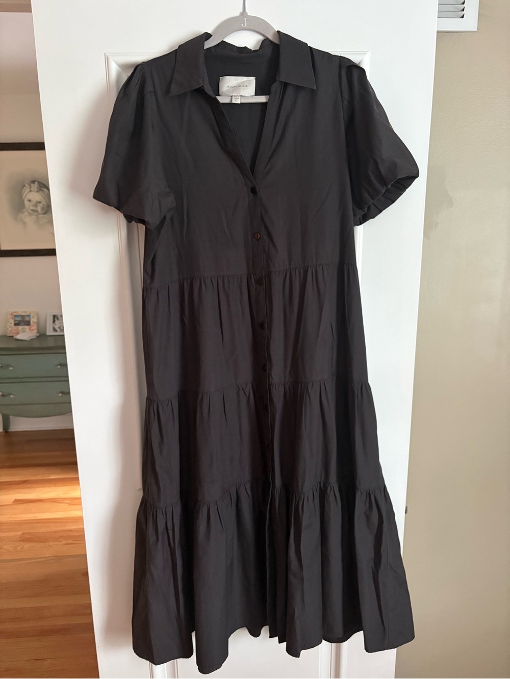 Brochu Walker Black Tiered Button-Front Midi Dress